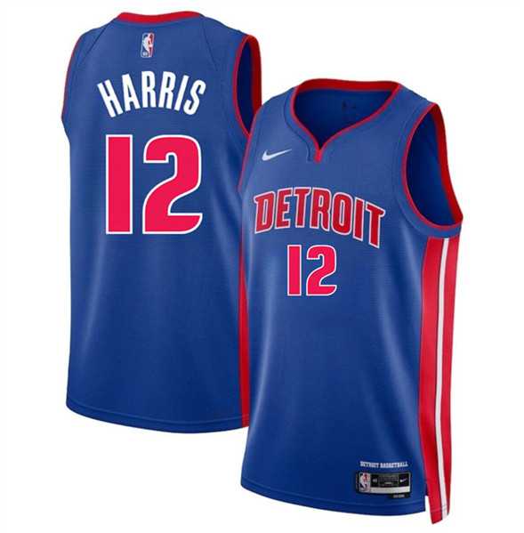 Men%27s Detroit Pistons #12 Tobias Harris Blue 2024 Icon Edition Stitched Jersey Dzhi